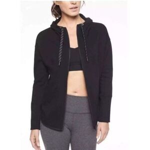 Athleta Cozy Karma Faux Fur Hoodie Jacket in Black‎ Size XS